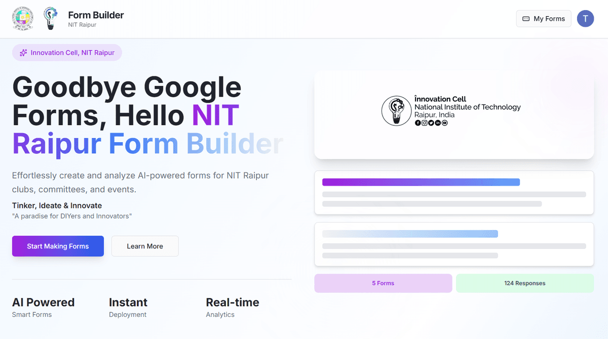 NITRR Form Builder – AI Form Generation Platform project screenshot